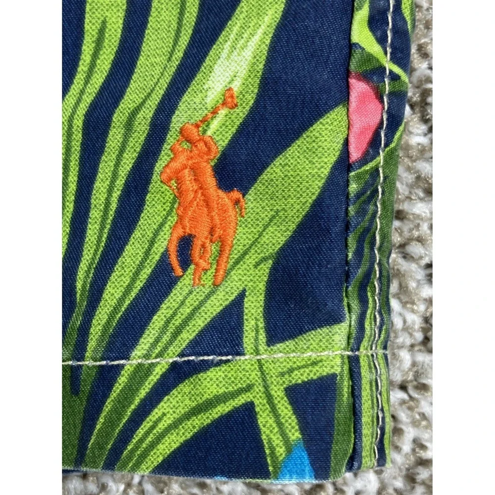 Polo‎ Ralph Lauren Men's Swim Trunks Tropical Hawaiian Size Medium Blue